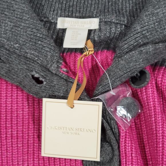 Christian Siriano Gray Pink Stripe Boxy Mock Neck Sweater‎ M NWT - Picture 3 of 7